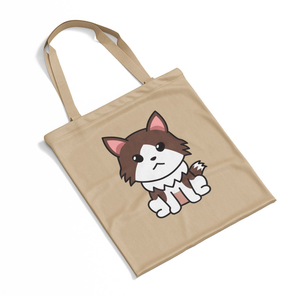 Sitting Brown White Dog Totes at $22.95 found at Personalizedpetlovergifts