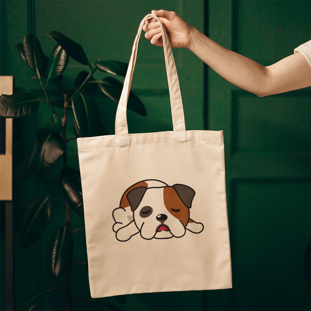 Sleeping White Bulldog Totes at $22.95 found at Personalizedpetlovergifts