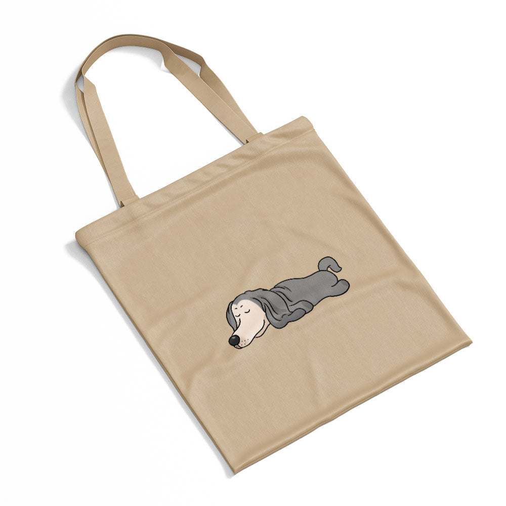 Sleepy Lazy Dog Afghan Hound Silver Totes at $22.95 found at Personalizedpetlovergifts