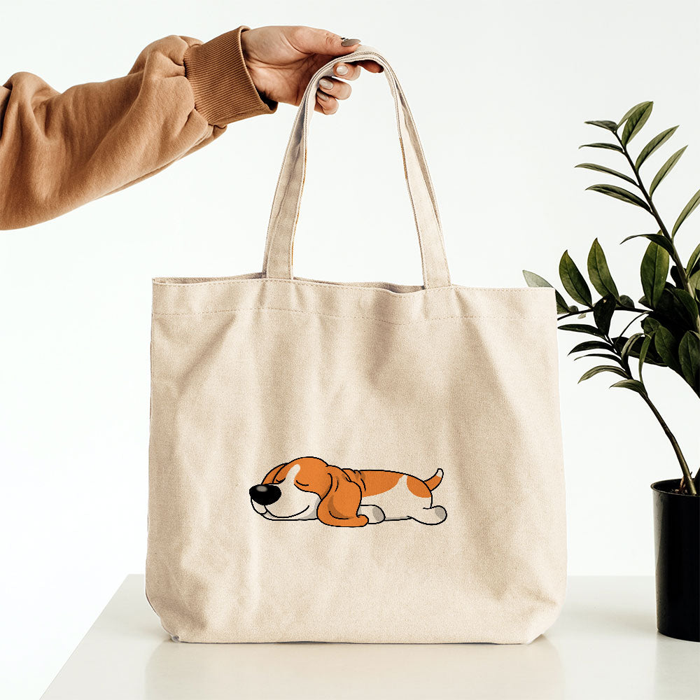 Sleepy Lazy Dog Basset Hound Red Tri Totes at $22.95 found at Personalizedpetlovergifts