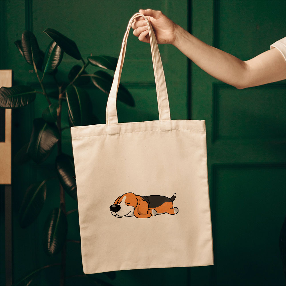 Sleepy Lazy Dog Basset Hound Red white Totes at $22.95 found at Personalizedpetlovergifts