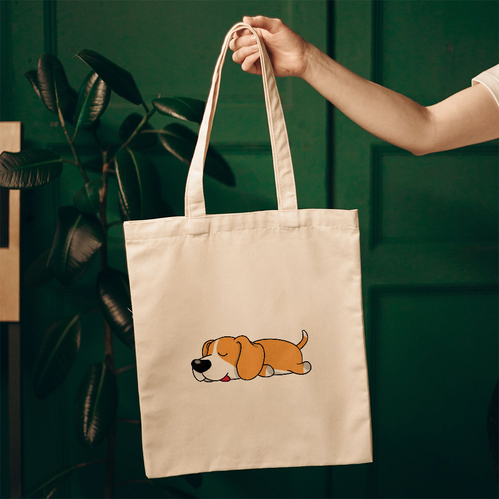 Sleepy Lazy Dog Beagle Gold Totes at $22.95 found at Personalizedpetlovergifts