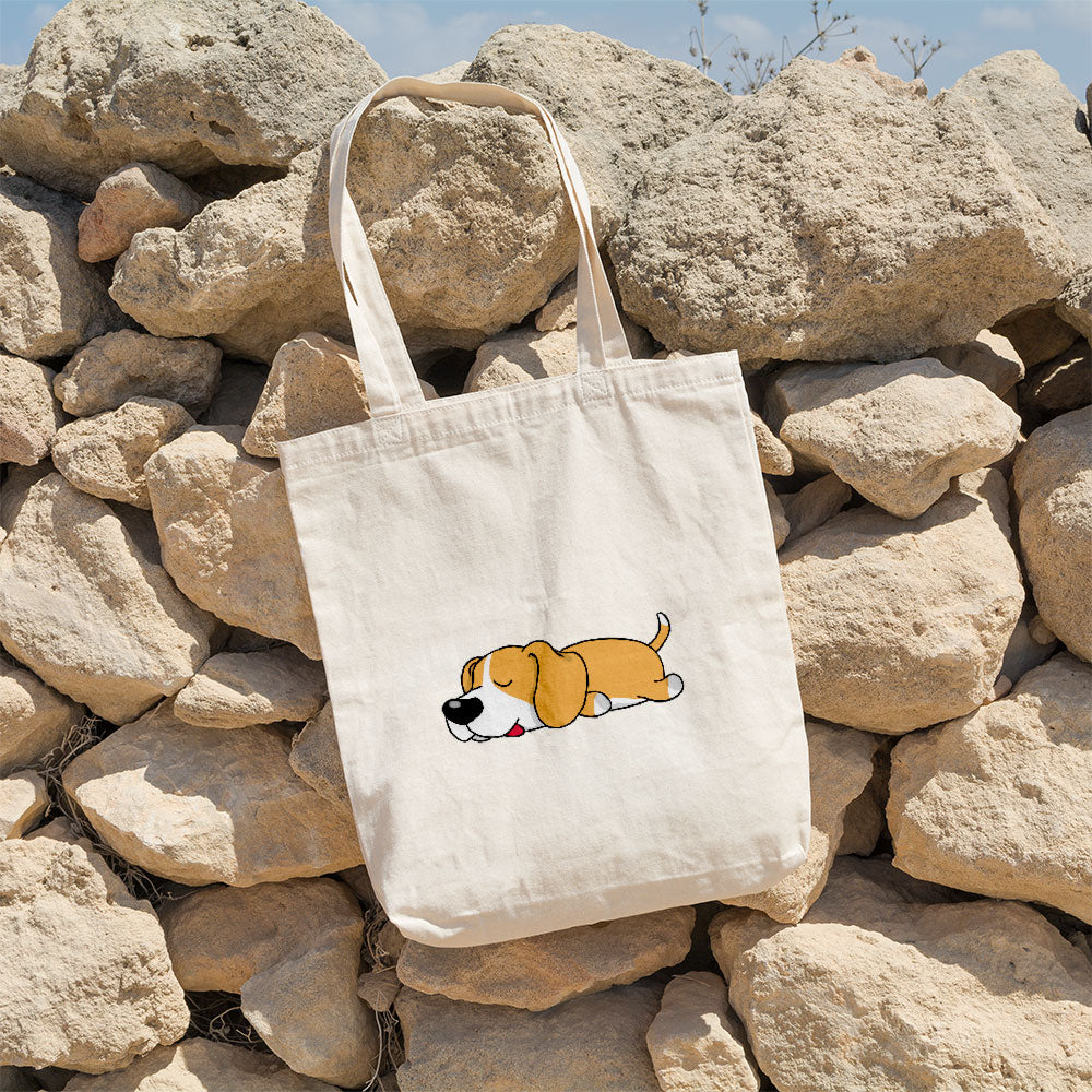 Sleepy Lazy Dog Beagle Gold Totes at $22.95 found at Personalizedpetlovergifts