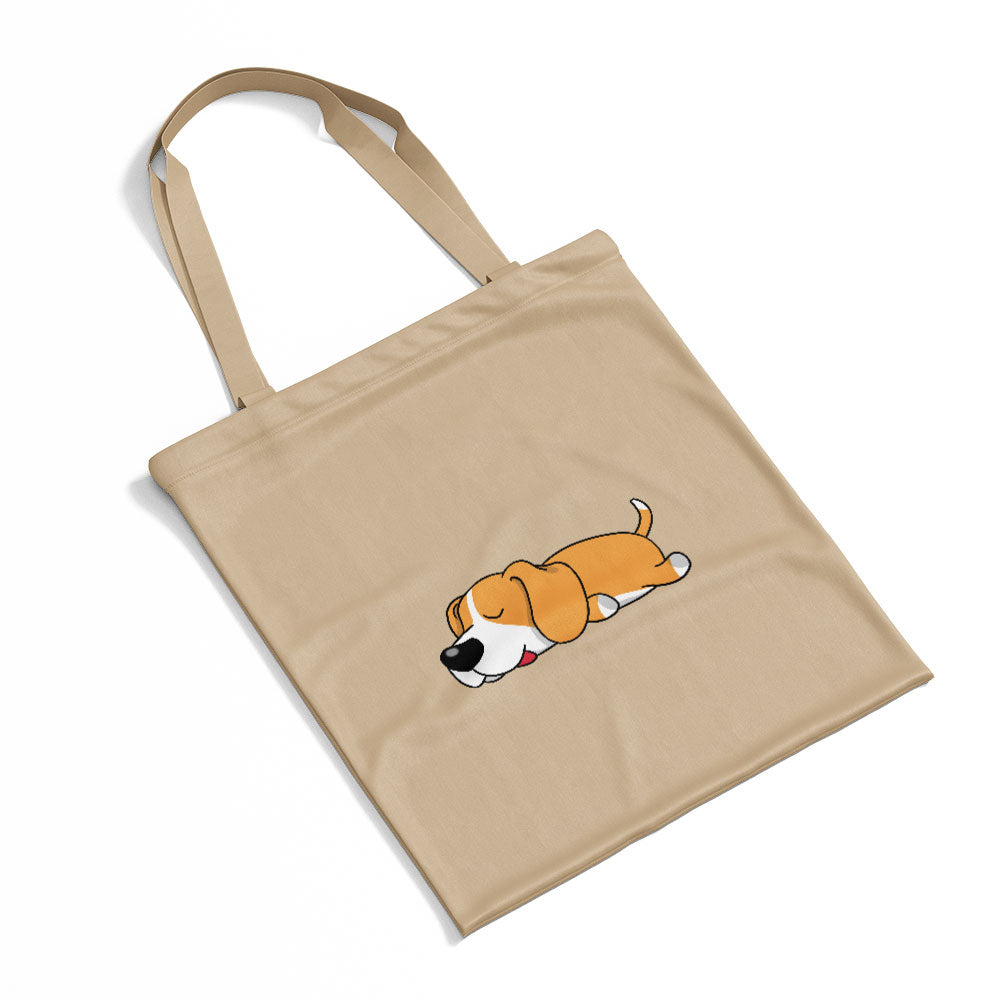 Sleepy Lazy Dog Beagle Gold Totes at $22.95 found at Personalizedpetlovergifts