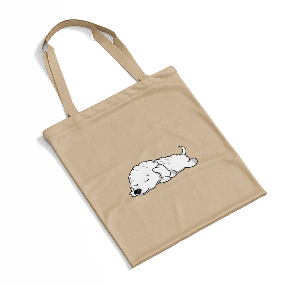 Sleepy Lazy Dog Bedlington Terrier White Blue Totes at $22.95 found at Personalizedpetlovergifts