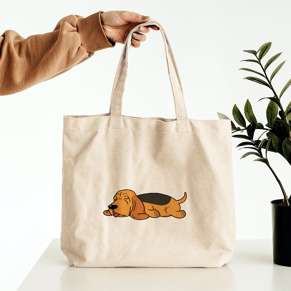 Sleepy Lazy Dog Bloodhound Black Tan Totes at $22.95 found at Personalizedpetlovergifts