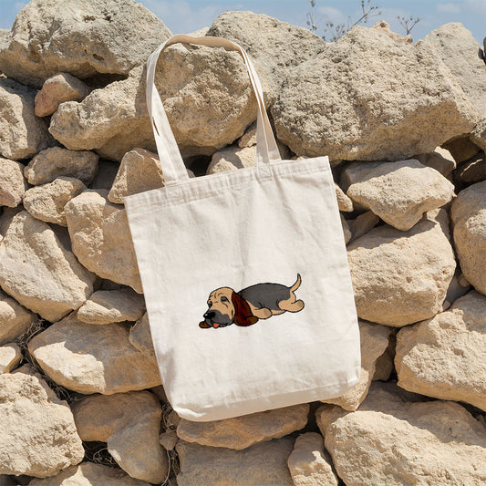 Sleepy Lazy Dog Bloodhound Black Tri Totes at $22.95 found at Personalizedpetlovergifts