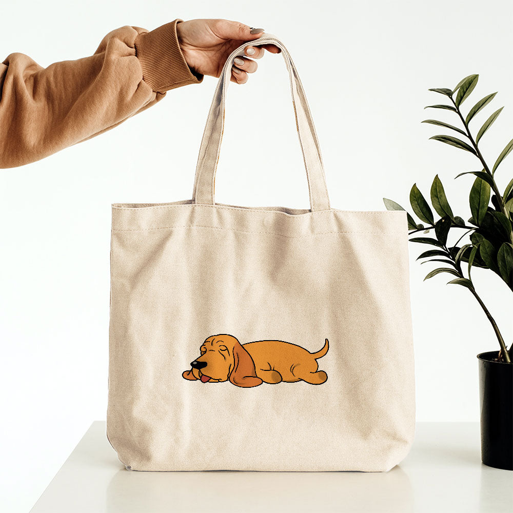 Sleepy Lazy Dog Bloodhound Tan Totes at $22.95 found at Personalizedpetlovergifts