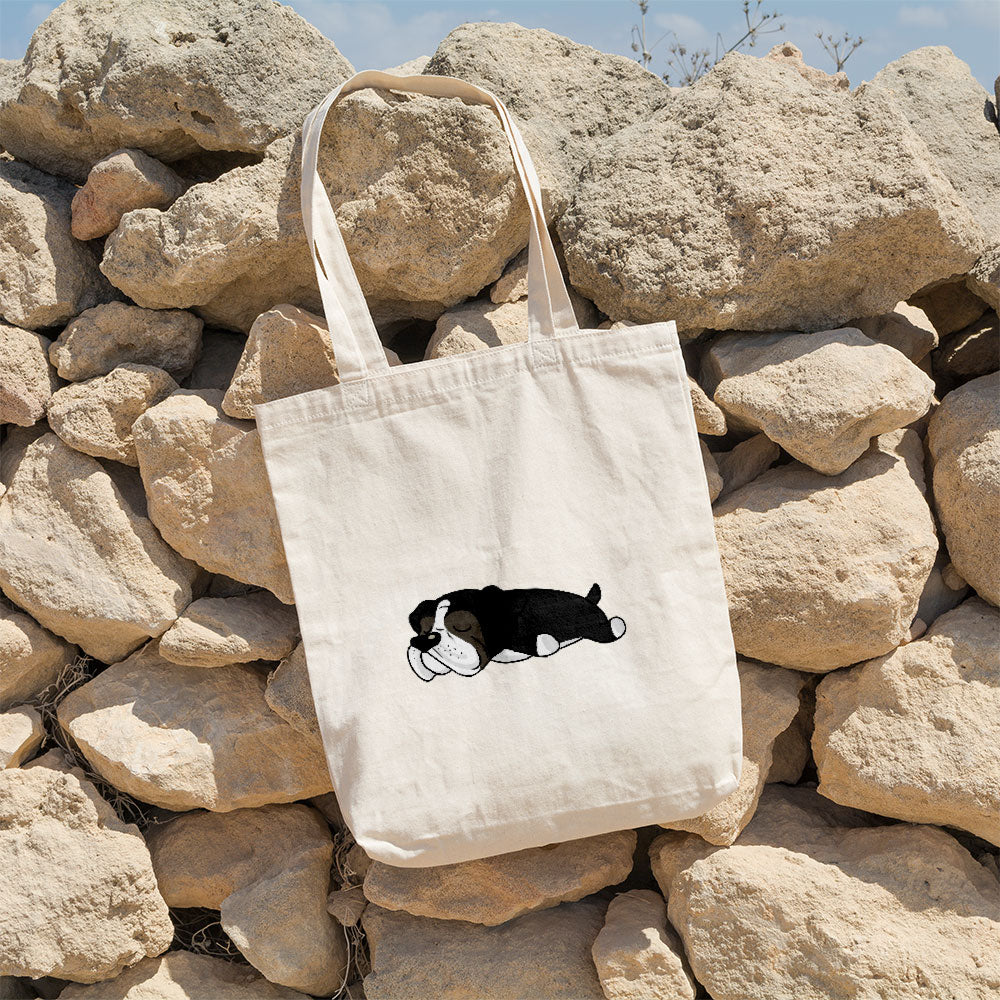 Sleepy Lazy Dog Boxer Black Totes at $22.95 found at Personalizedpetlovergifts