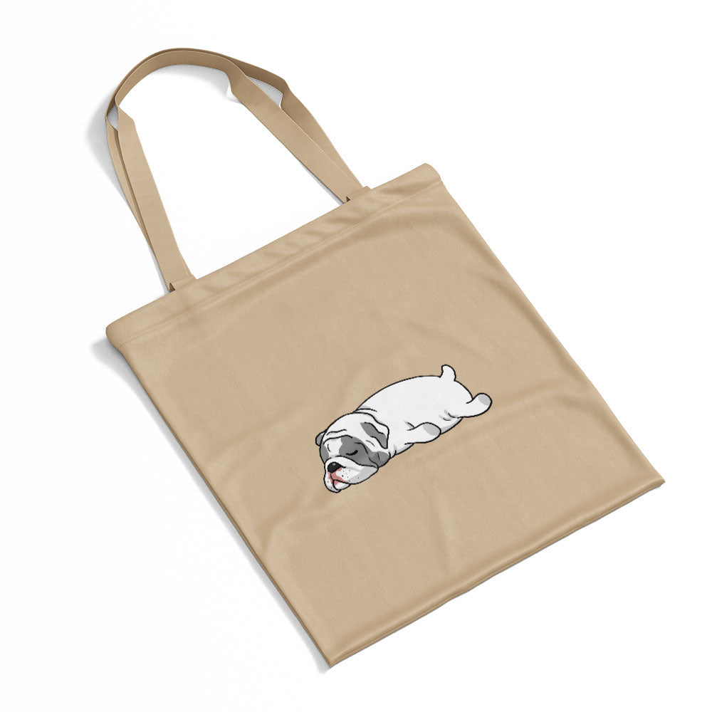 Sleepy Lazy Dog Bulldog Blue White Totes at $22.95 found at Personalizedpetlovergifts