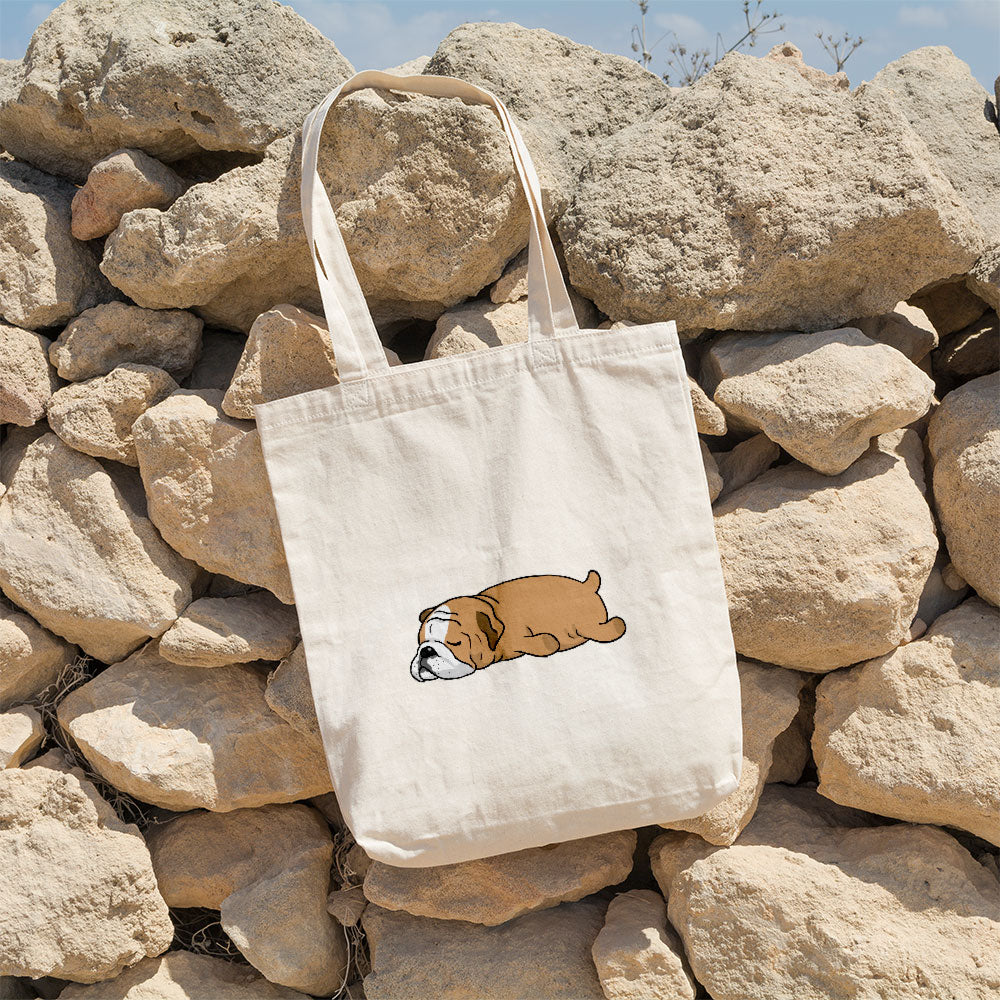 Sleepy Lazy Dog Bulldog Fawn Totes at $22.95 found at Personalizedpetlovergifts