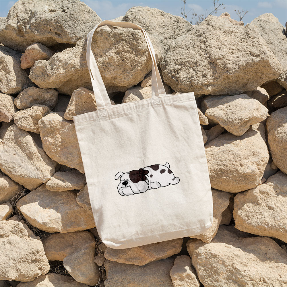 Sleepy Lazy Dog Bulldog Merle Totes at $22.95 found at Personalizedpetlovergifts