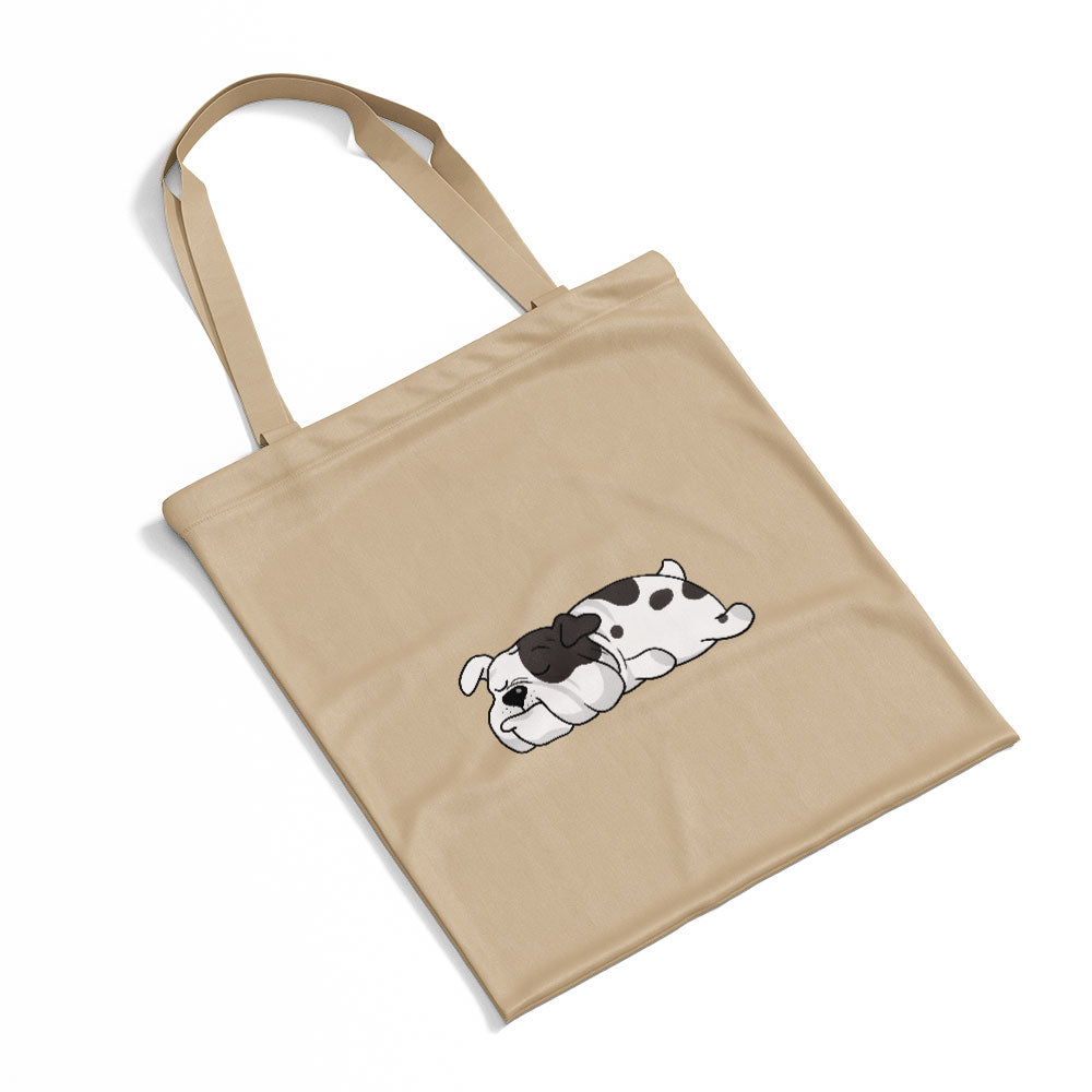 Sleepy Lazy Dog Bulldog Merle Totes at $22.95 found at Personalizedpetlovergifts