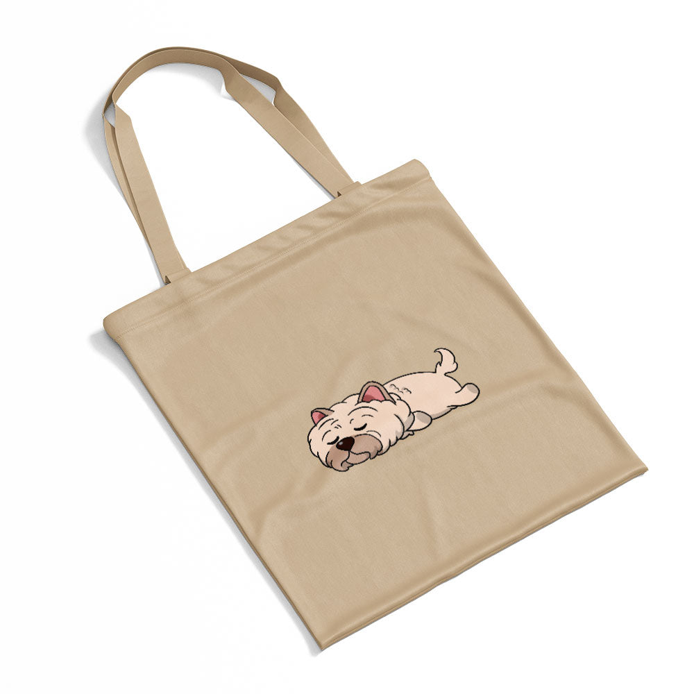 Sleepy Lazy Dog Cairn Terrier Tan Brindle Totes at $22.95 found at Personalizedpetlovergifts