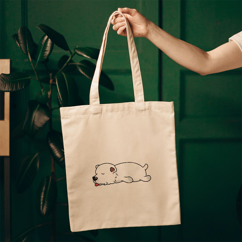 Sleepy Lazy Dog Central Asian Shepherd White Totes at $22.95 found at Personalizedpetlovergifts