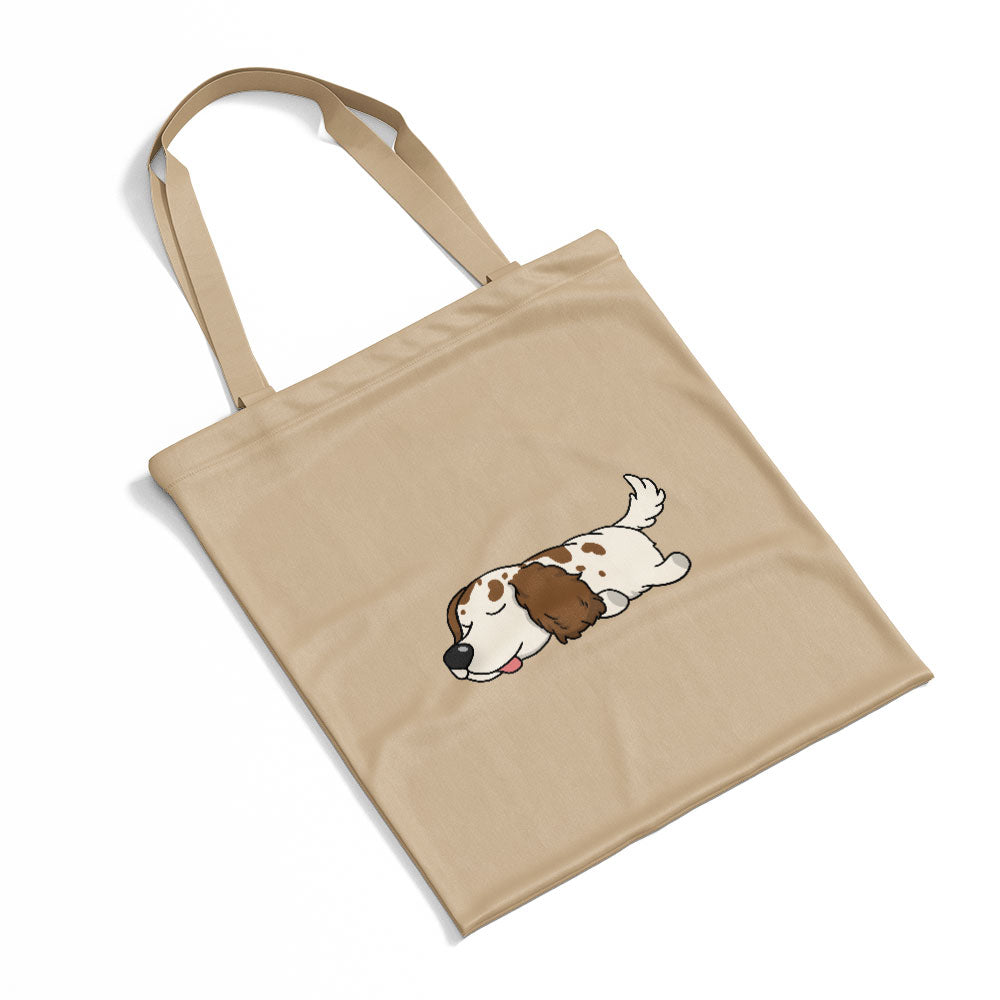 Sleepy Lazy Dog Cocker Spaniel Merle Totes at $22.95 found at Personalizedpetlovergifts