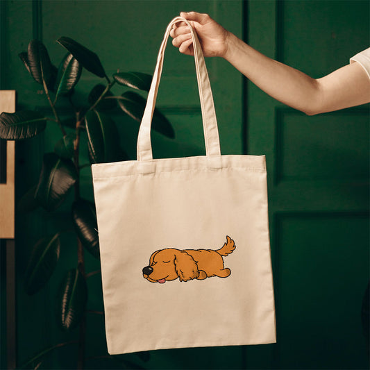 Sleepy Lazy Dog Cocker Spaniel Tan Totes at $22.95 found at Personalizedpetlovergifts