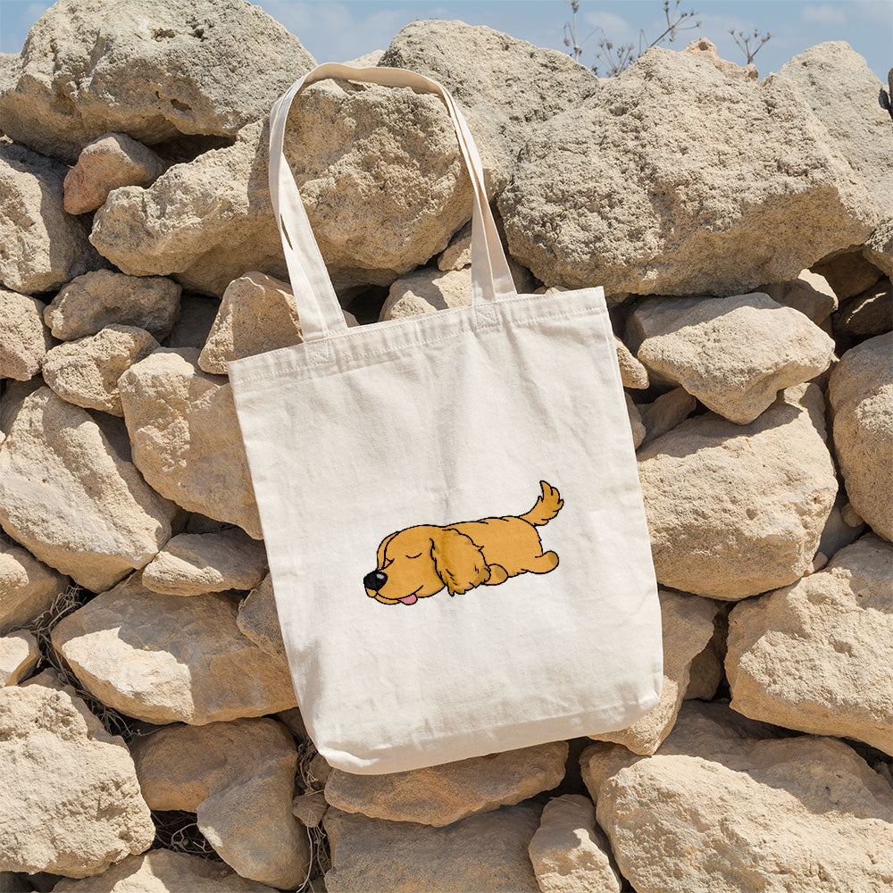 Sleepy Lazy Dog Cocker Spaniel Tan Totes at $22.95 found at Personalizedpetlovergifts