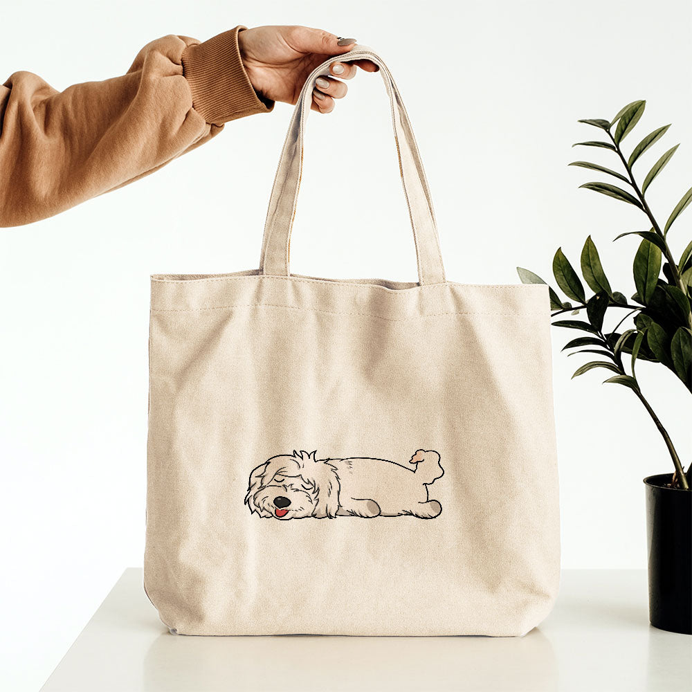 Sleepy Lazy Dog Coton De Tulear Totes at $22.95 found at Personalizedpetlovergifts