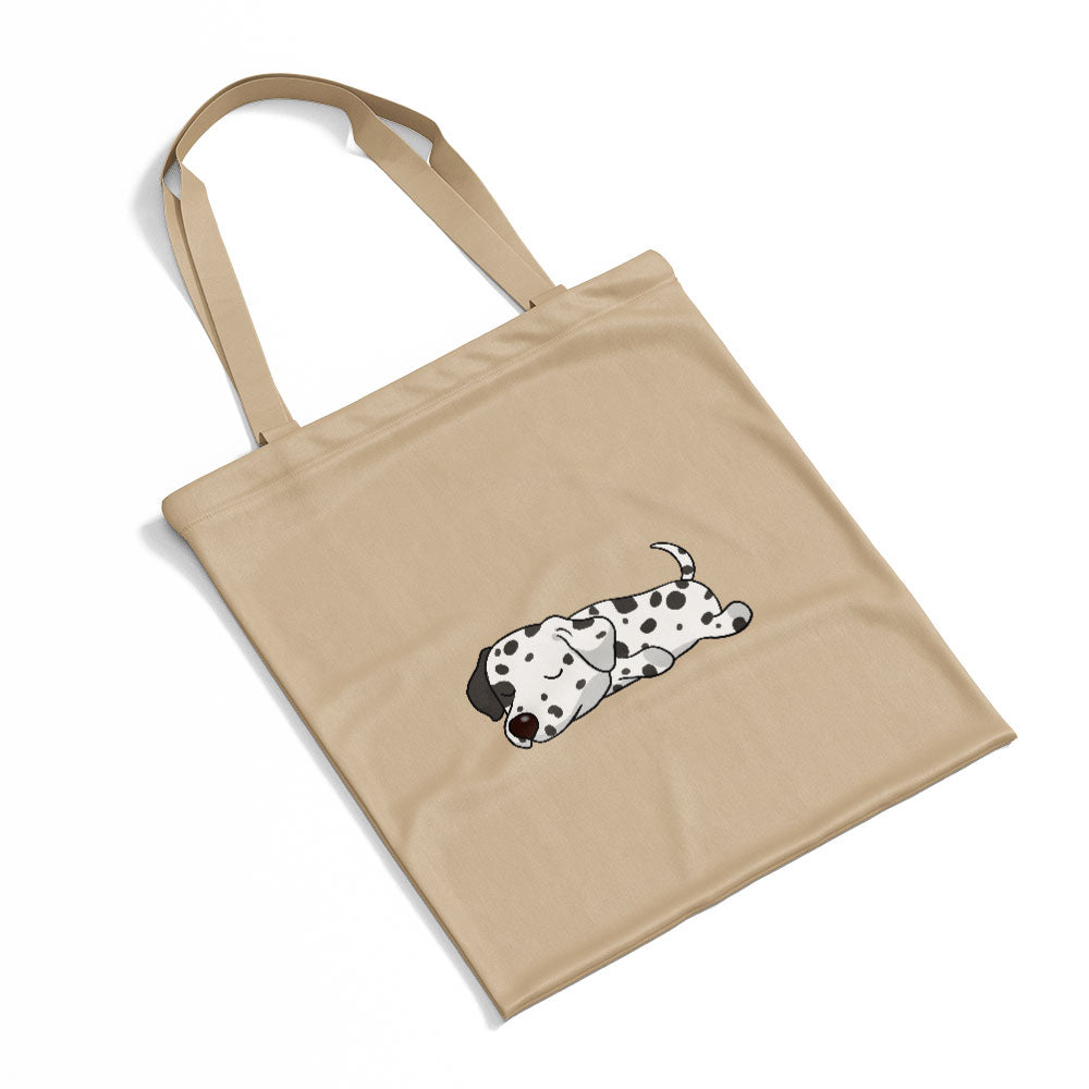 Sleepy Lazy Dog Dalmatian Black Sprots Totes at $22.95 found at Personalizedpetlovergifts