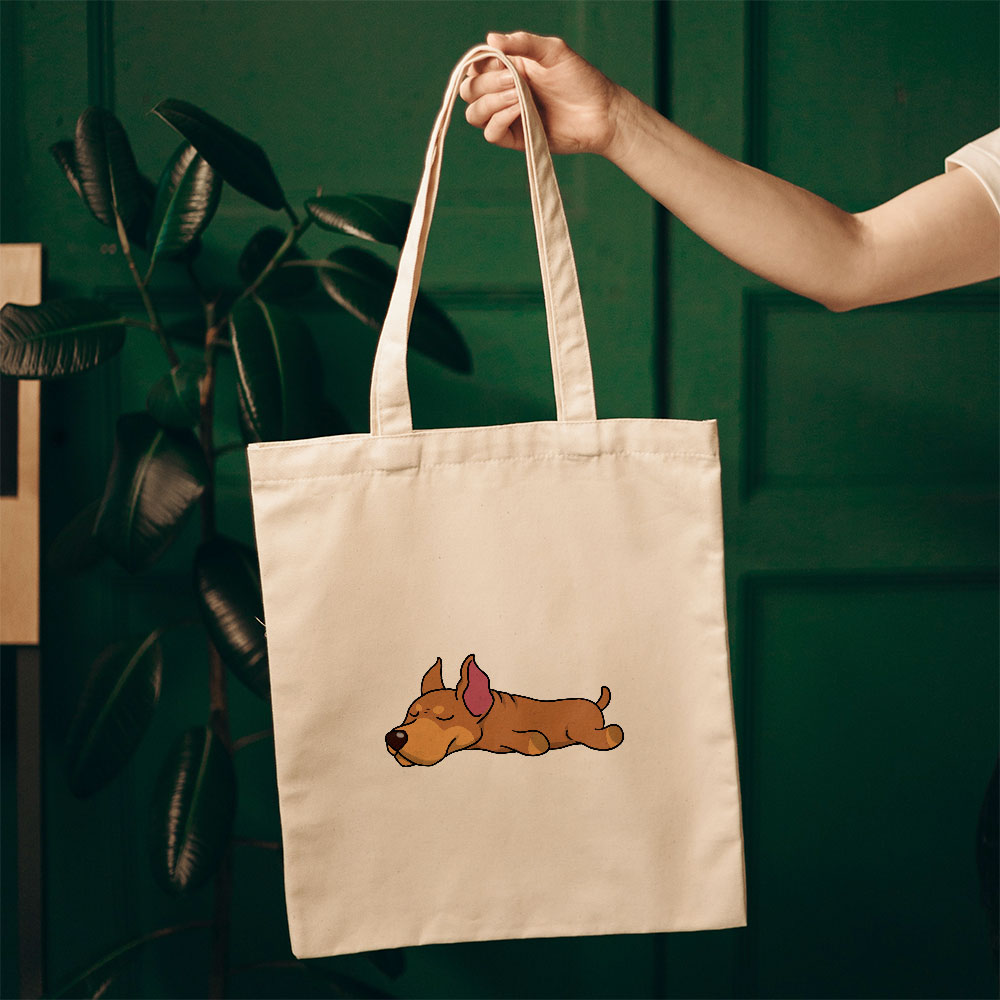 Sleepy Lazy Dog Doberman Pinscher Brown Totes at $22.95 found at Personalizedpetlovergifts