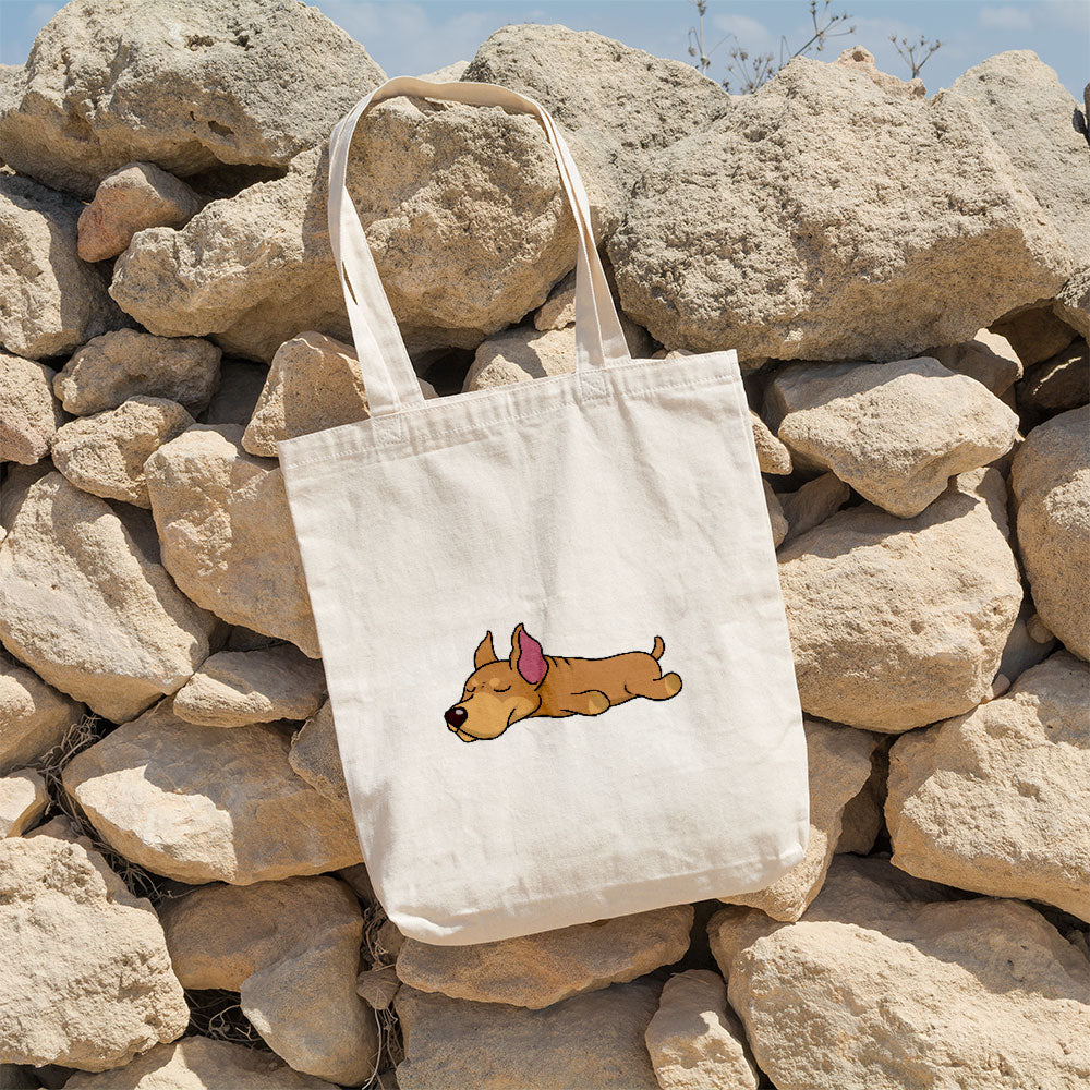 Sleepy Lazy Dog Doberman Pinscher Brown Totes at $22.95 found at Personalizedpetlovergifts