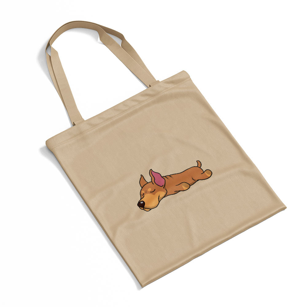 Sleepy Lazy Dog Doberman Pinscher Brown Totes at $22.95 found at Personalizedpetlovergifts