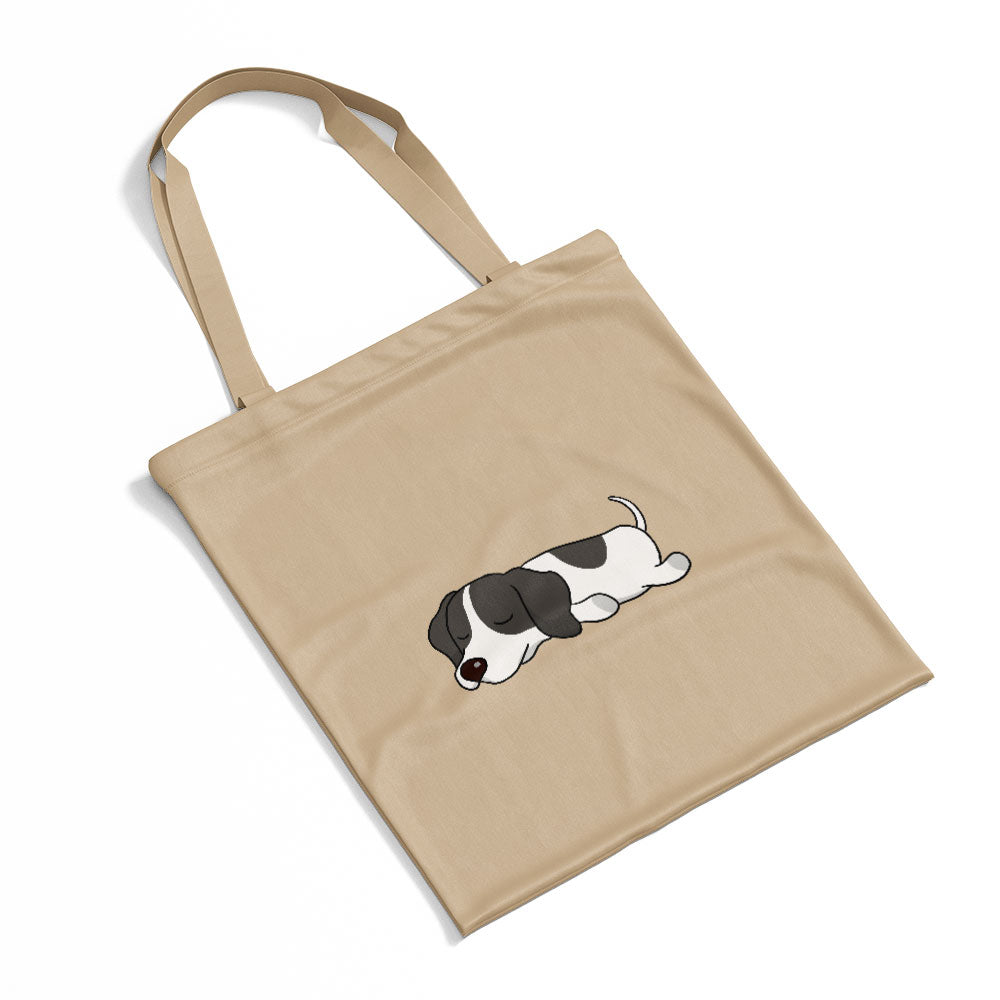 Sleepy Lazy Dog English Pointer Black Totes at $22.95 found at Personalizedpetlovergifts