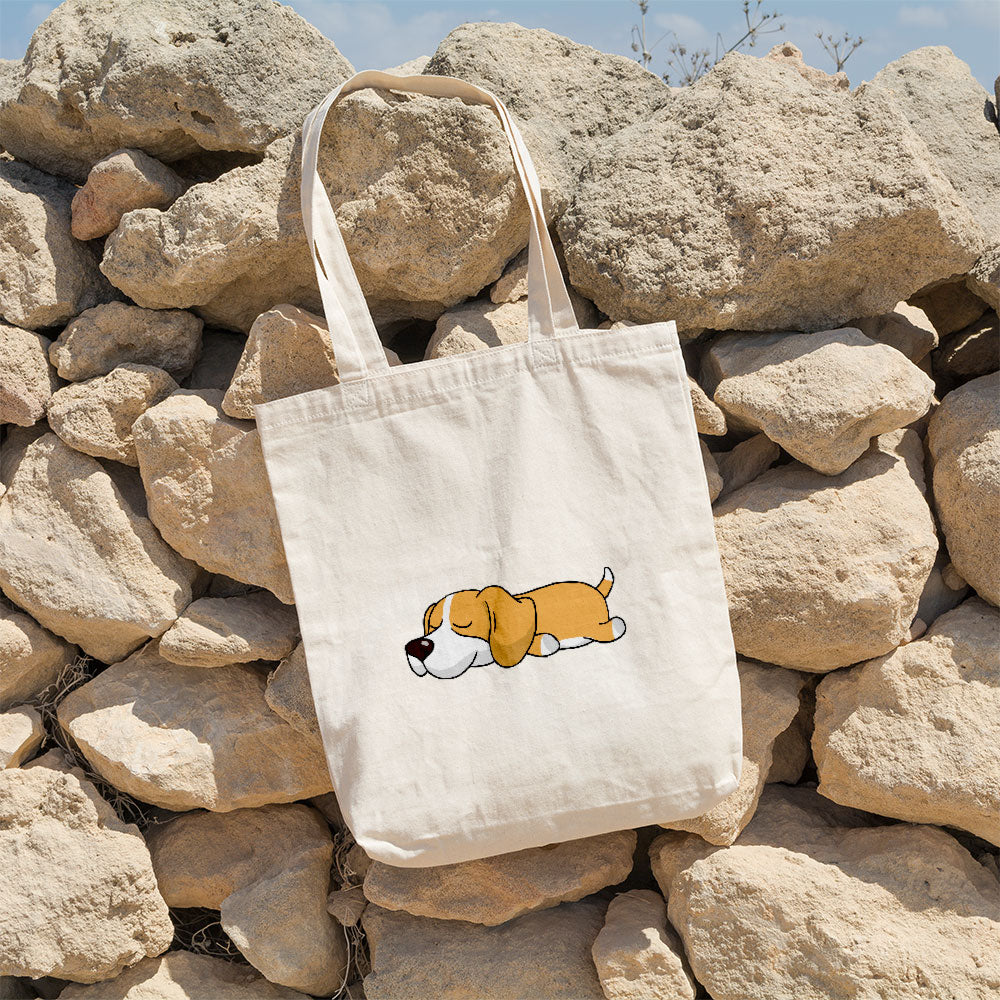 Sleepy Lazy Dog Foxhound Gold White Totes at $22.95 found at Personalizedpetlovergifts