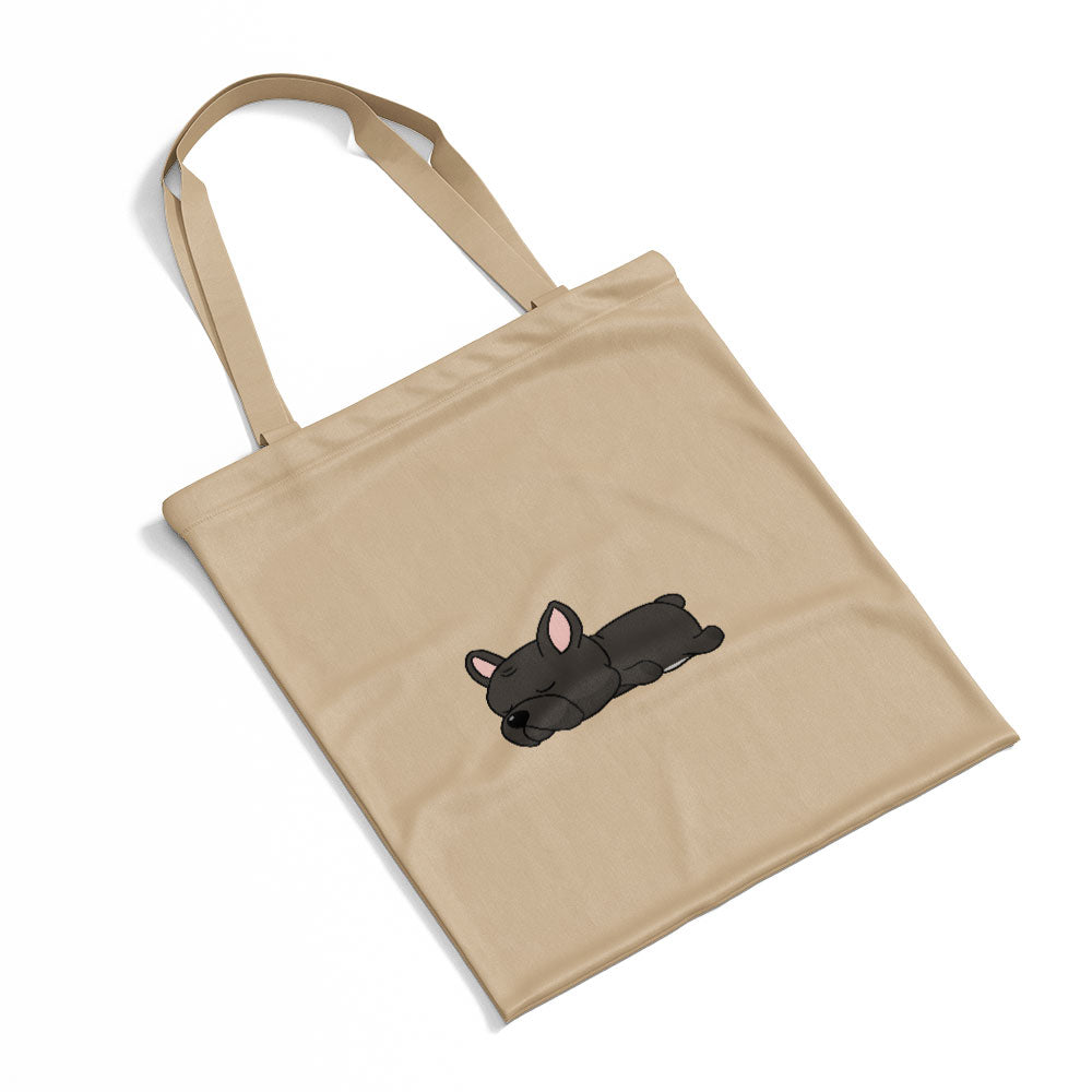 Sleepy Lazy Dog French Bulldog Black Totes at $22.95 found at Personalizedpetlovergifts