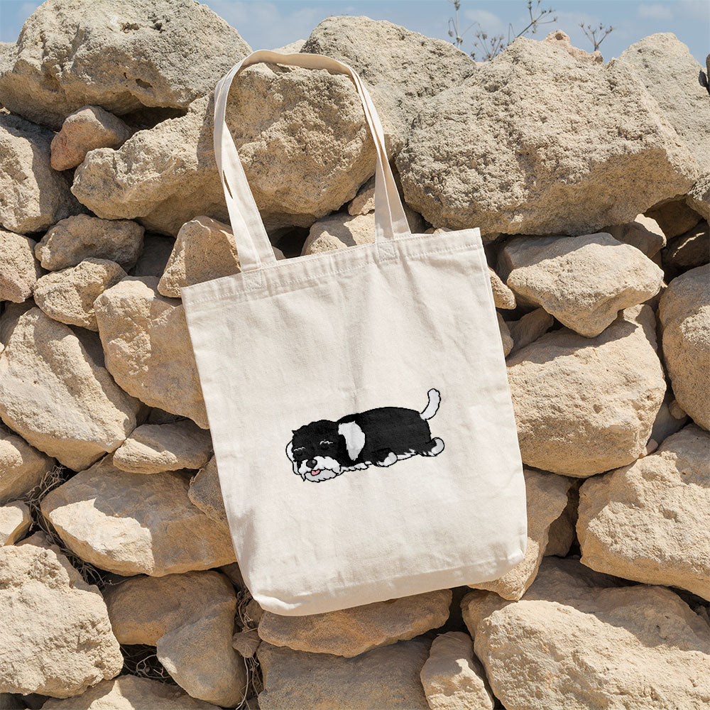 Sleepy Lazy Dog Havanese Black, White Totes at $22.95 found at Personalizedpetlovergifts