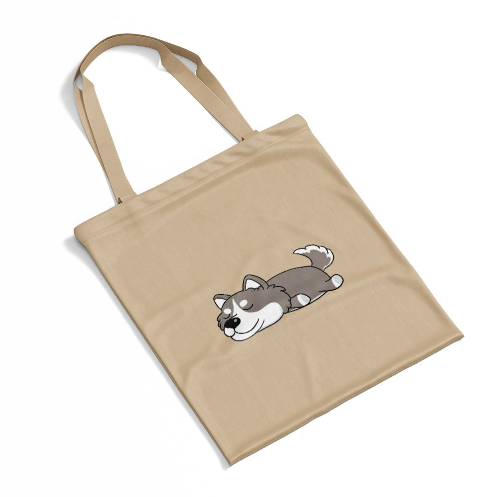 Sleepy Lazy Dog Husky Grey Totes at $22.95 found at Personalizedpetlovergifts