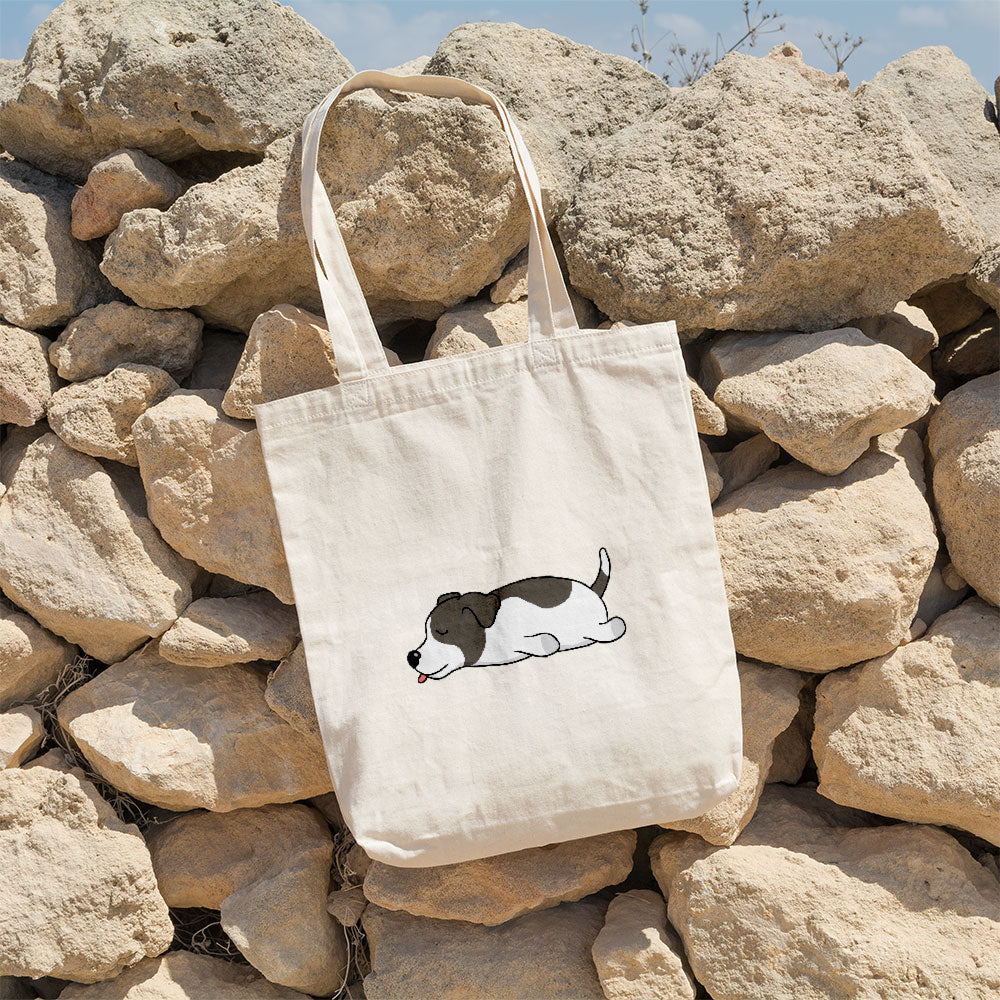 Sleepy Lazy Dog Jack Russell Terrier Blue White Totes at $22.95 found at Personalizedpetlovergifts