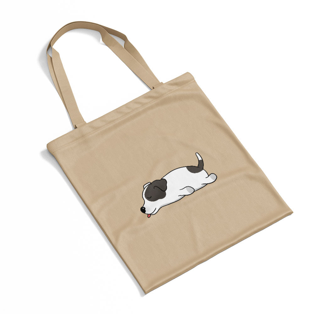 Sleepy Lazy Dog Jack Russell Terrier White Fawn Totes at $22.95 found at Personalizedpetlovergifts