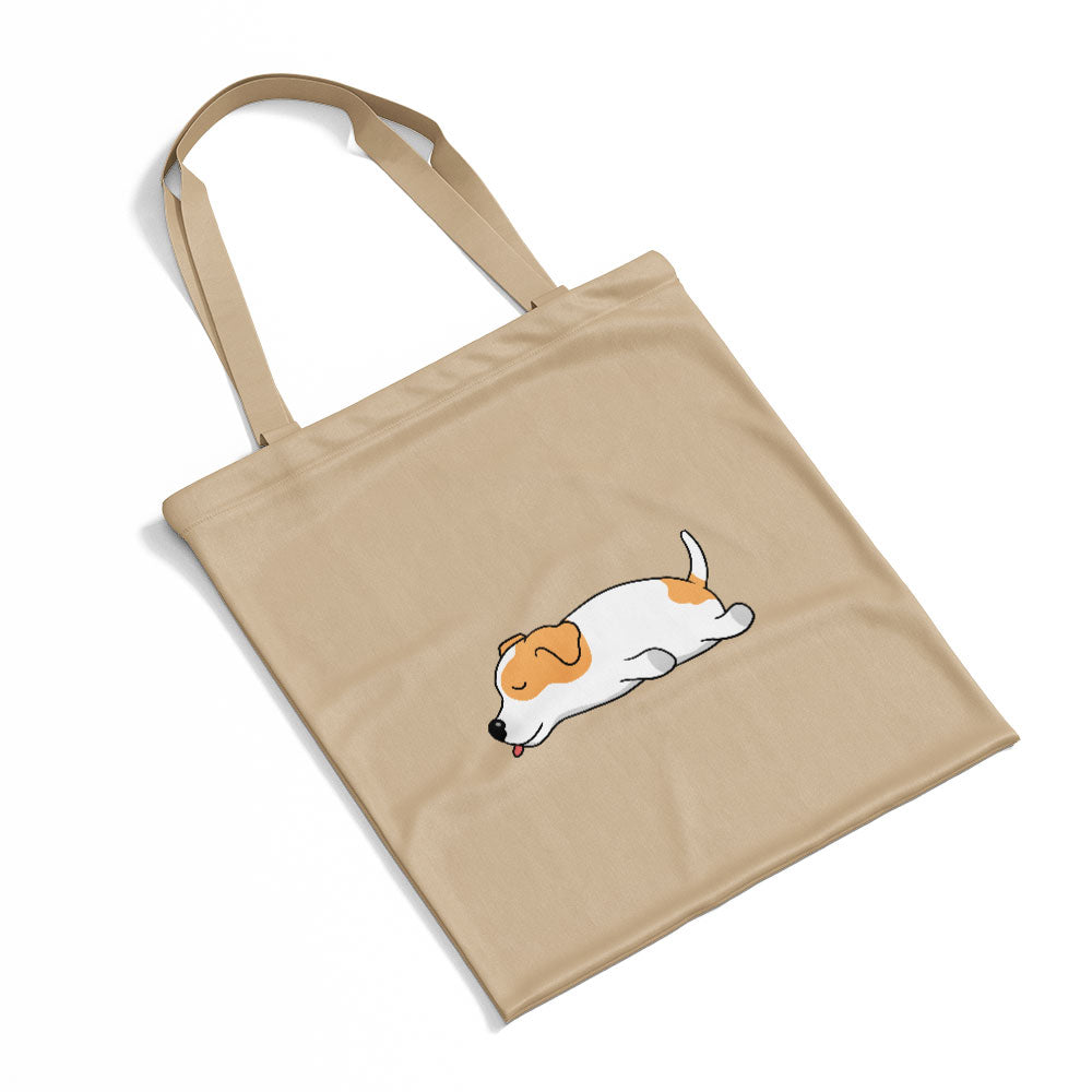 Sleepy Lazy Dog Jack Russell Terrier White Red Totes at $22.95 found at Personalizedpetlovergifts