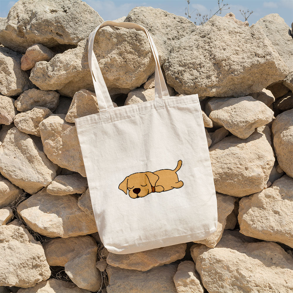 Sleepy Lazy Dog Labrador Retriever Tan Totes at $22.95 found at Personalizedpetlovergifts