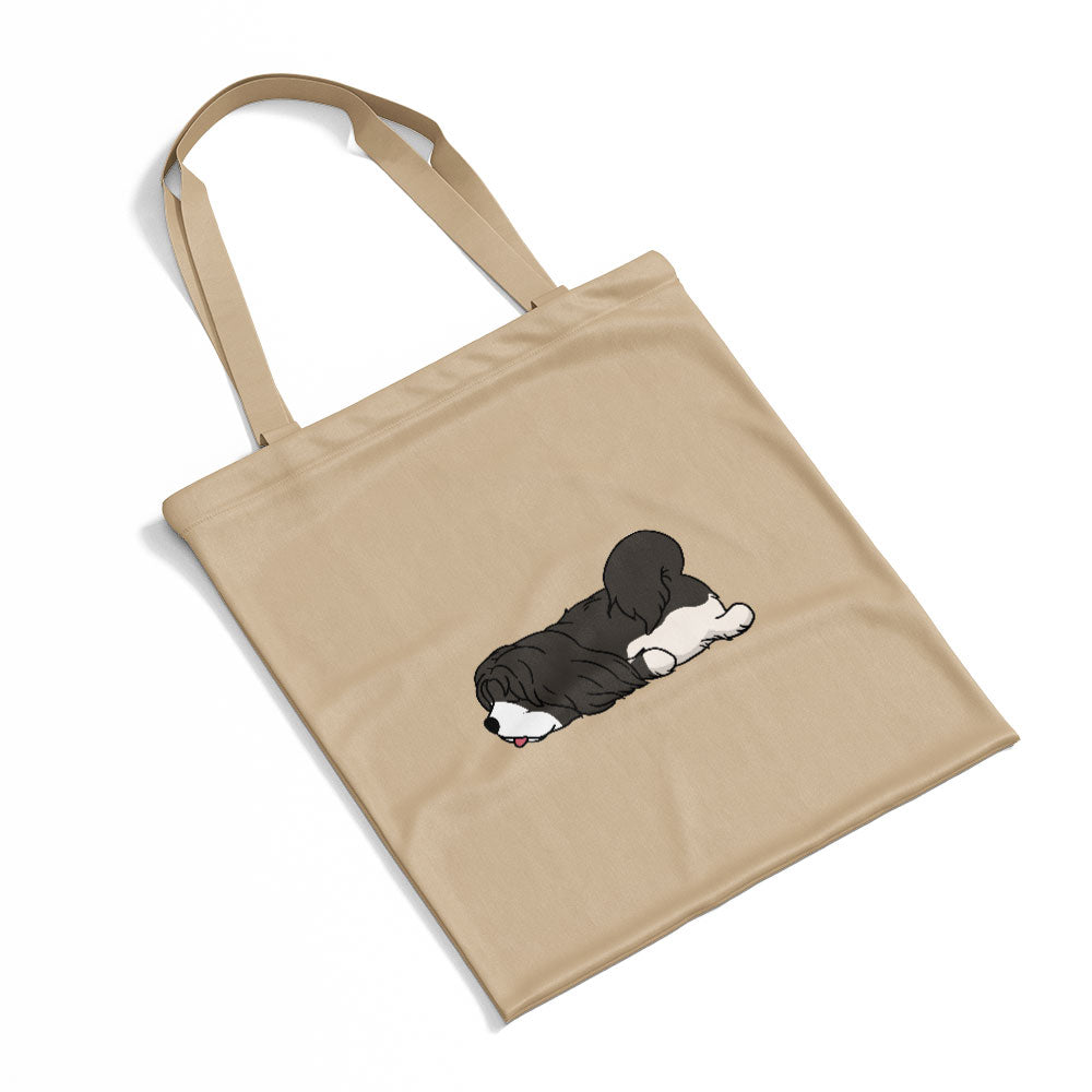 Sleepy Lazy Dog Lhasa Apso Black Totes at $22.95 found at Personalizedpetlovergifts