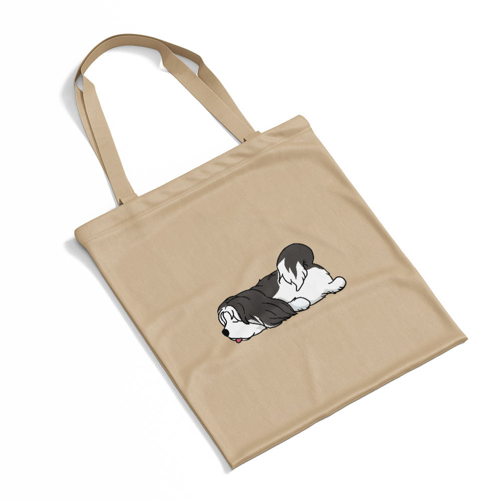 Sleepy Lazy Dog Lhasa Apso Blue Totes at $22.95 found at Personalizedpetlovergifts