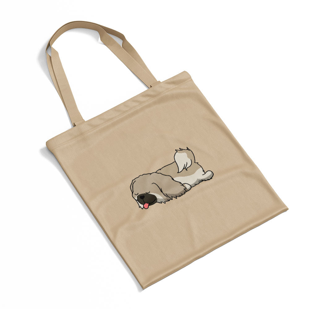 Sleepy Lazy Dog Pekingese Totes at $22.95 found at Personalizedpetlovergifts