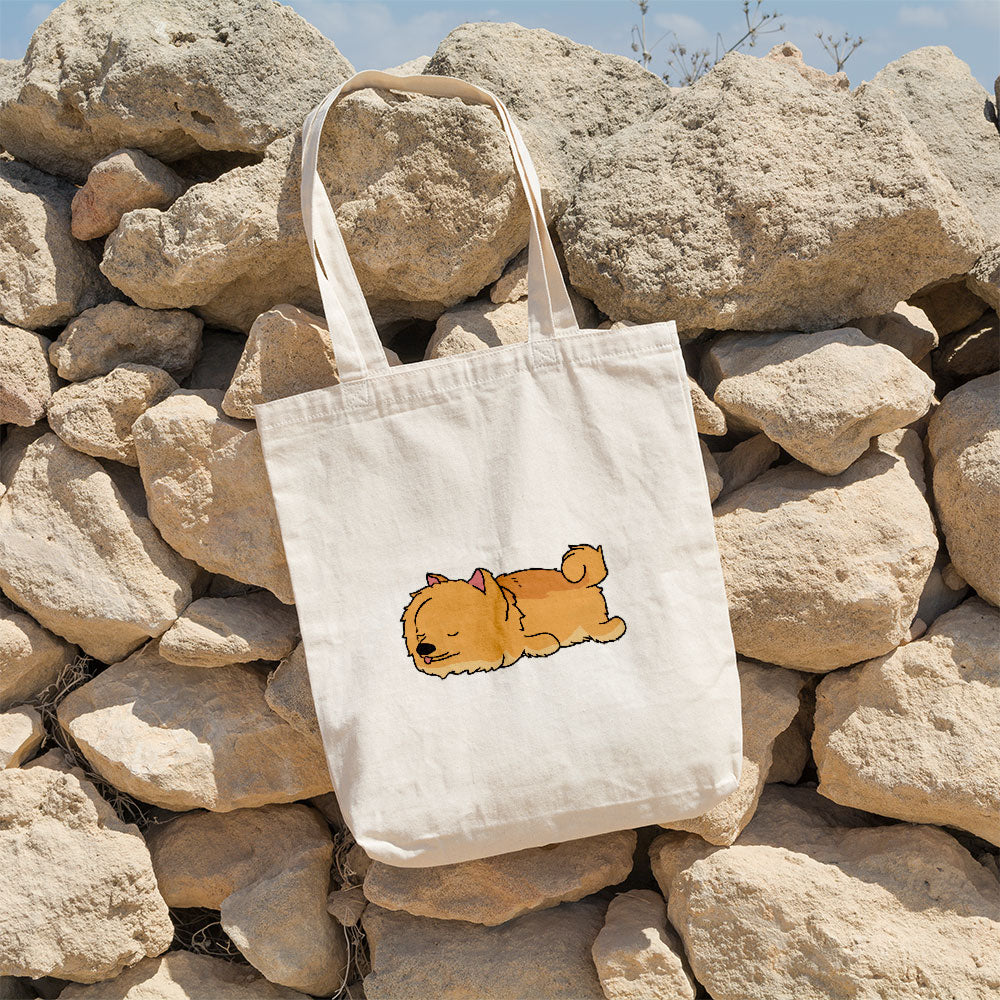 Sleepy Lazy Dog Pomeranian Red Tan Totes at $22.95 found at Personalizedpetlovergifts