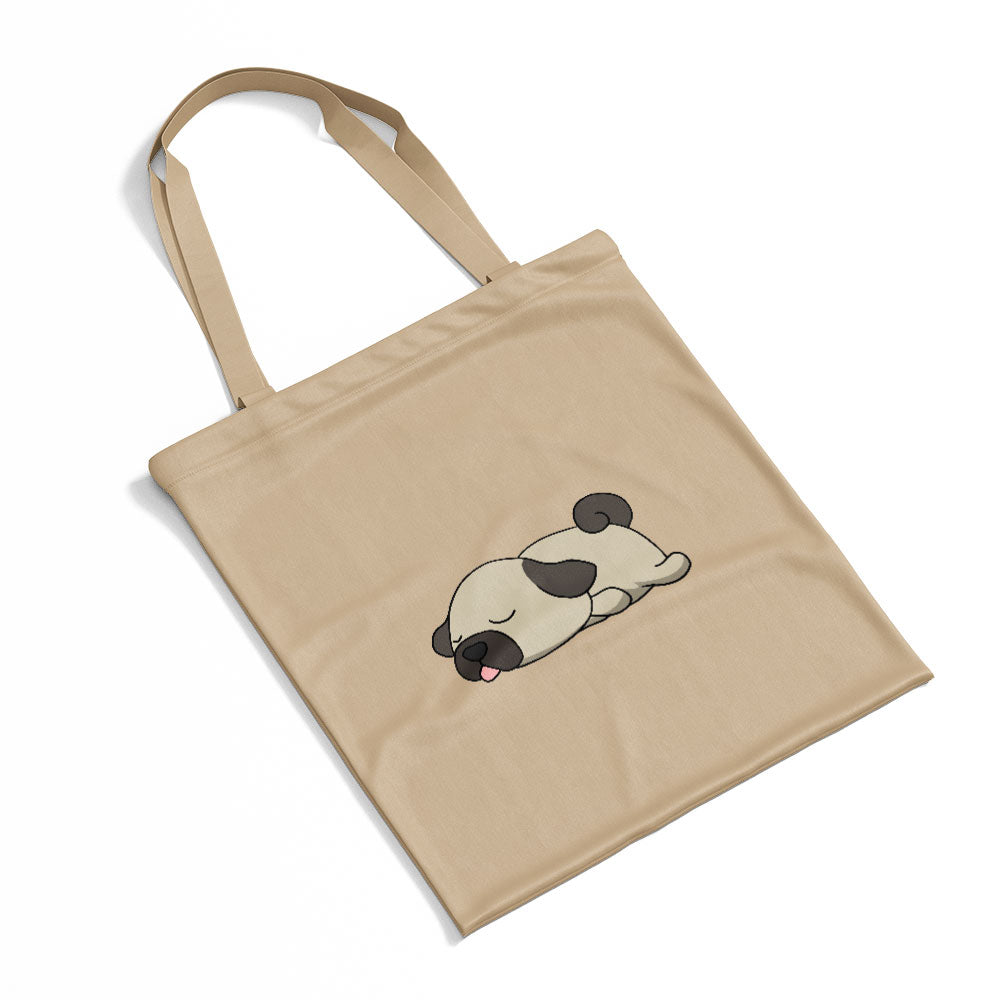 Sleepy Lazy Dog Pug Silver Totes at $22.95 found at Personalizedpetlovergifts