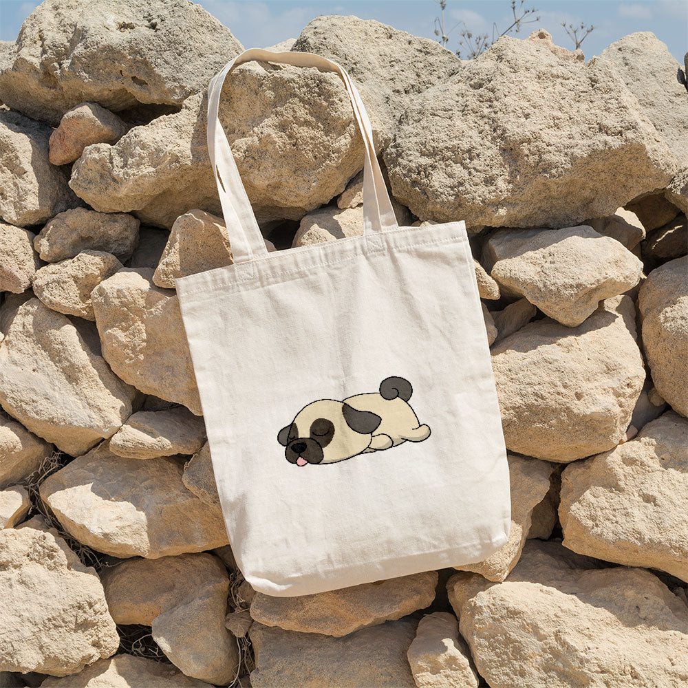 Sleepy Lazy Dog PugFawn Totes at $22.95 found at Personalizedpetlovergifts