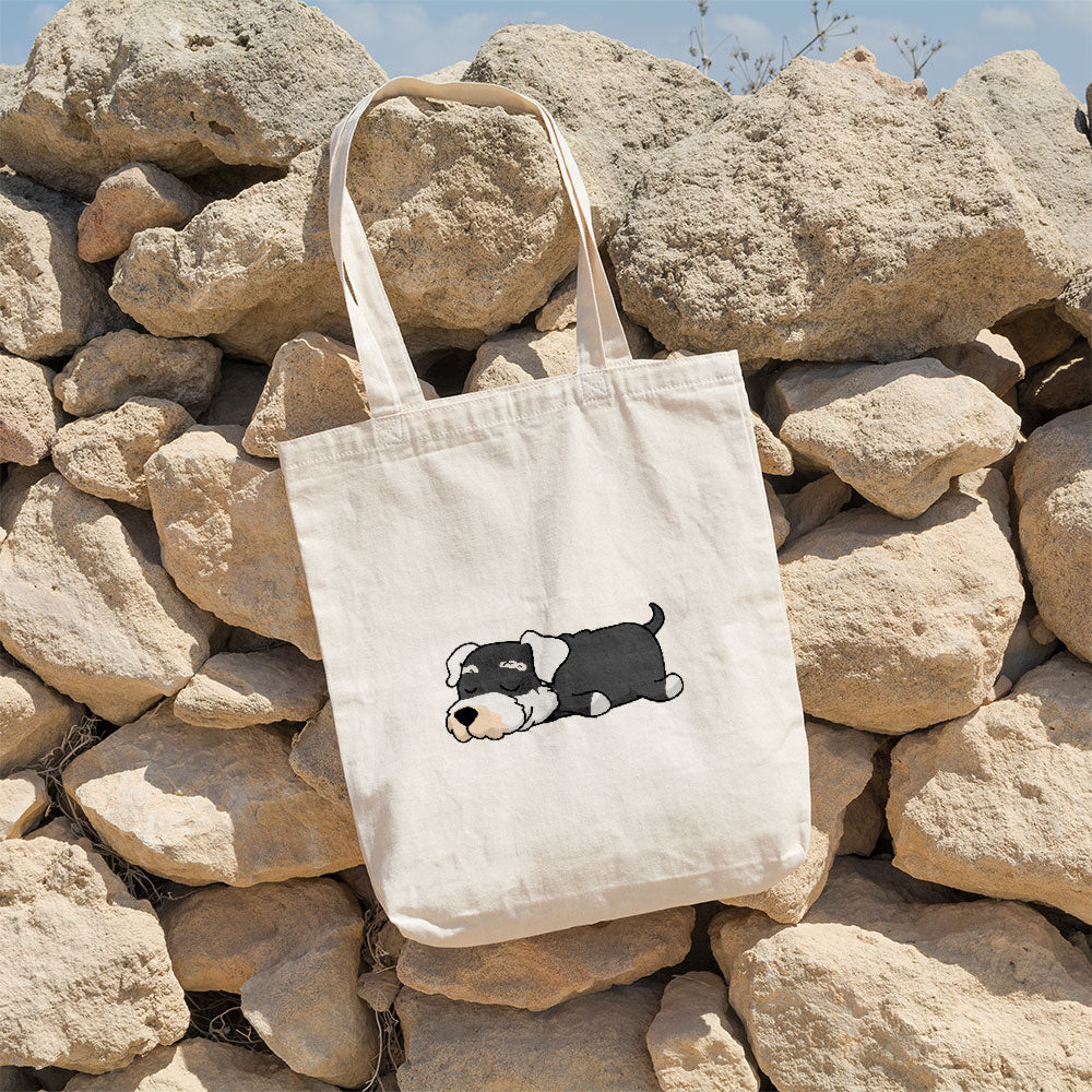 Sleepy Lazy Dog Schnauzer Grey White Totes at $22.95 found at Personalizedpetlovergifts