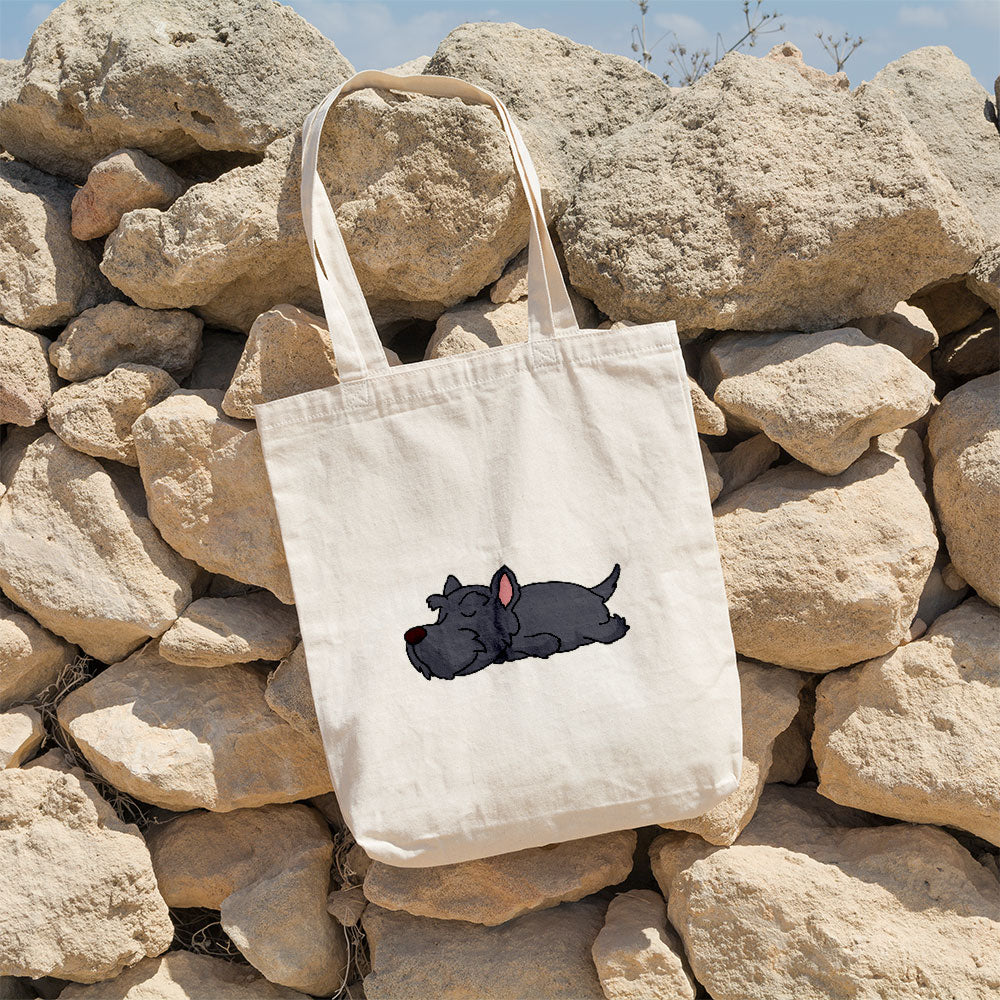 Sleepy Lazy Dog Scottish Terrier Grey Totes at $22.95 found at Personalizedpetlovergifts