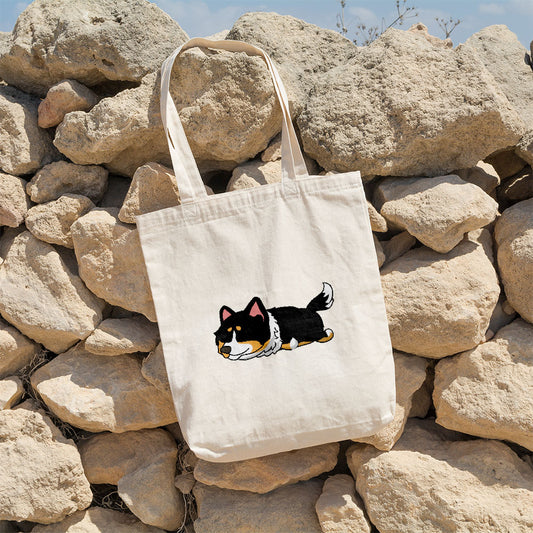 Sleepy Lazy Dog Shetland Sheepdog Brown Black Totes at $22.95 found at Personalizedpetlovergifts