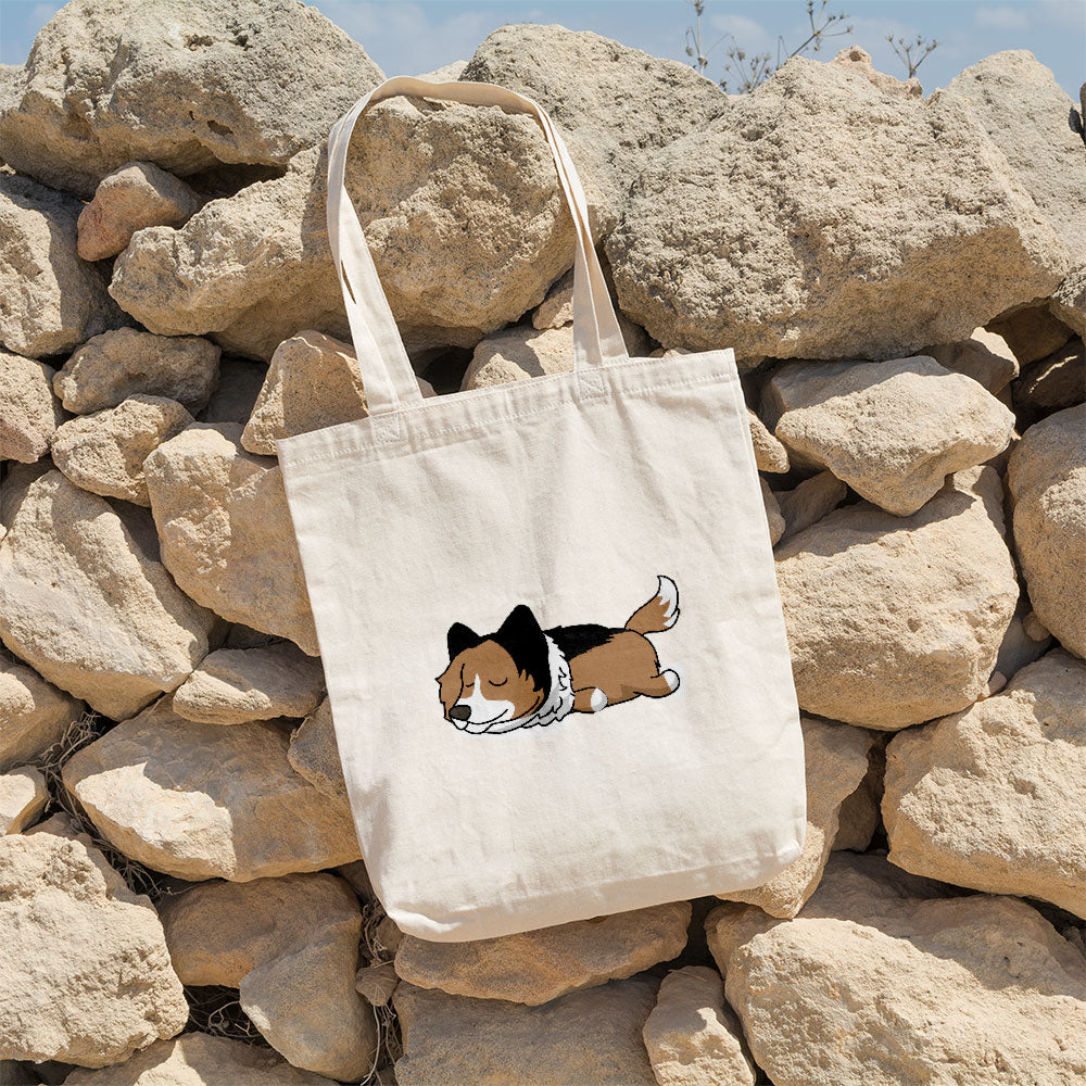 Sleepy Lazy Dog Shetland Sheepdog Brown White Totes at $22.95 found at Personalizedpetlovergifts