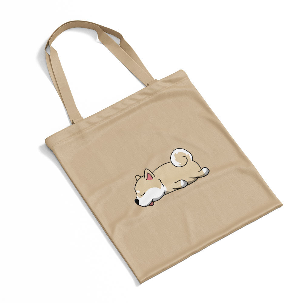 Sleepy Lazy Dog Shiba Inu Light Tan Totes at $22.95 found at Personalizedpetlovergifts