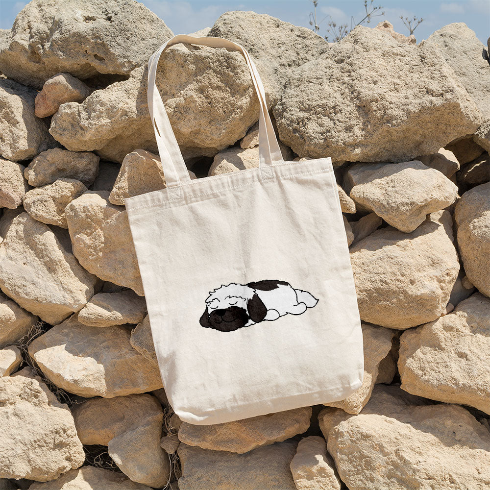 Sleepy Lazy Dog Shinh Tzu Black Totes at $22.95 found at Personalizedpetlovergifts