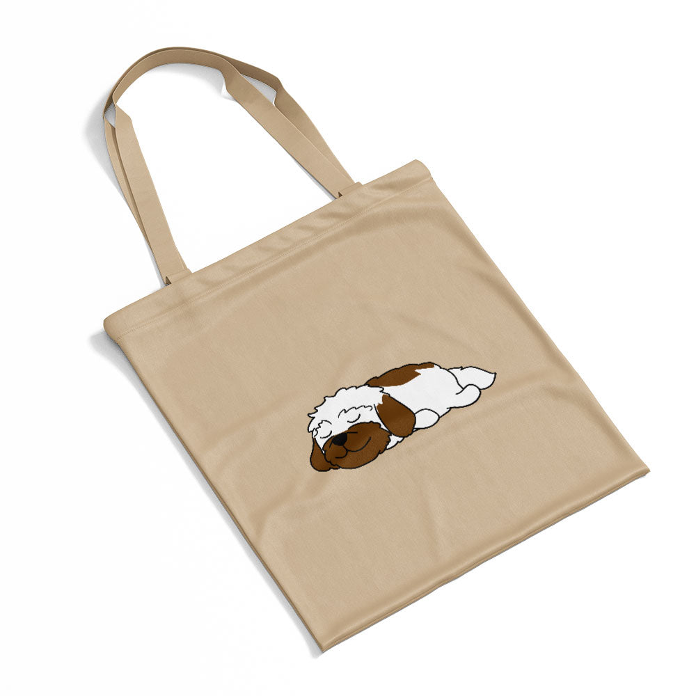 Sleepy Lazy Dog Shinh Tzu Fawn Merle Totes at $22.95 found at Personalizedpetlovergifts