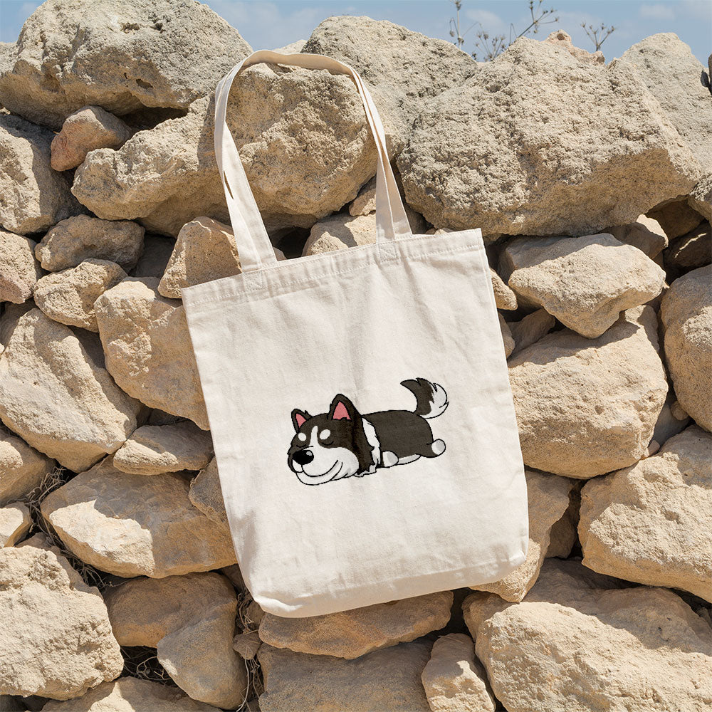 Sleepy Lazy Dog Siberian Husky Black Totes at $22.95 found at Personalizedpetlovergifts